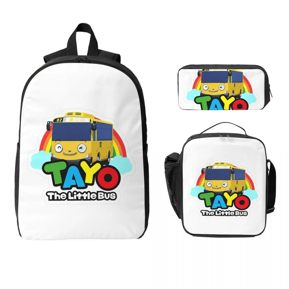 

Tayo The Little Bus Cartoon Backpack Student BookBag School Bag Laptop Shoulder Bags 3ps Insulated Lunch Bag Pencil Case