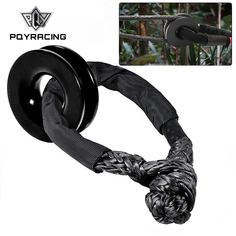 55000lbs Winch Rope Synthetic Soft Shackle+Recovery Ring Set Rugged Shackles With Protective Sleeve for Truck Vehicle Recovery