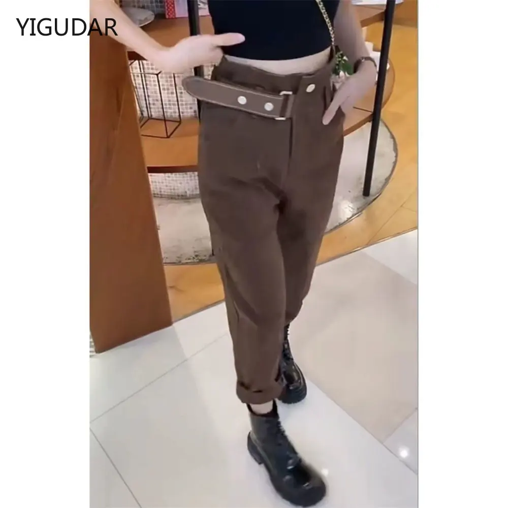 

2022 autumn New Brown Straight Denim Vintage Slender Office Lady Jeans Women Trousers High Waist Large Size Pants Female