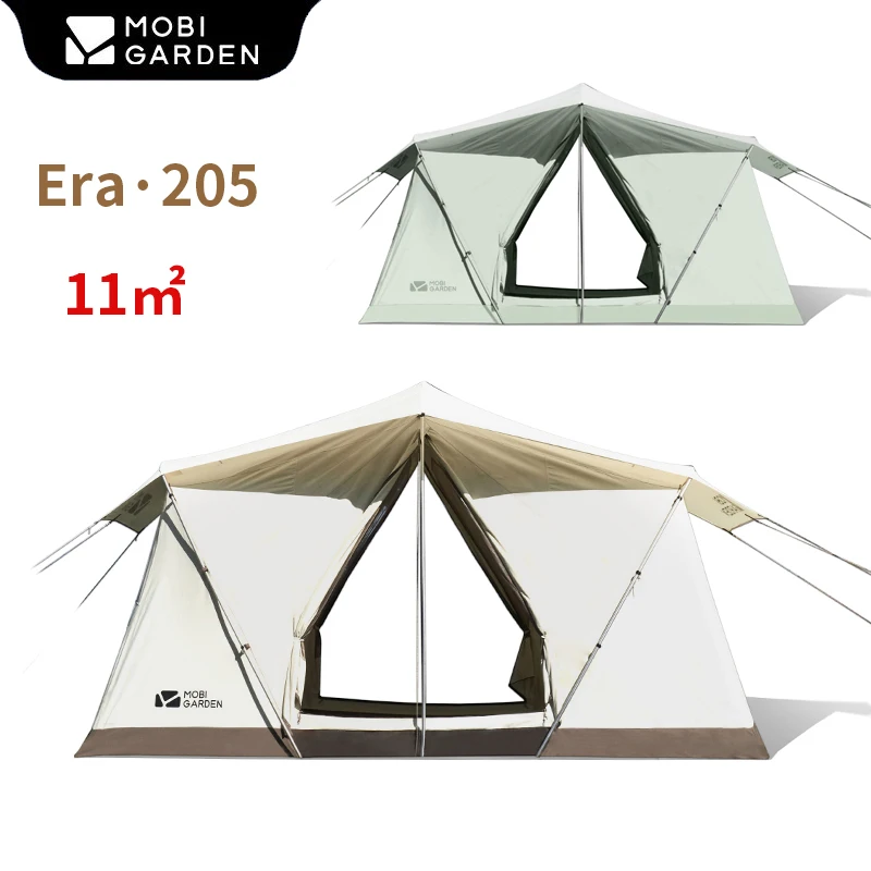 

MOBI GARDEN Outdoor Camping Tent 11㎡ Era 205 Cotton Tent 3-4 Person Large Space Cottage With Shelter Picnic Travel Cabin Village