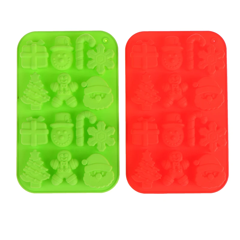 Christmas Theme Silicone Candy Mold Chocolate Cookie Baking Tools Trays Xmas Trees Gingerbread Man Gift Mold Cake Decoration