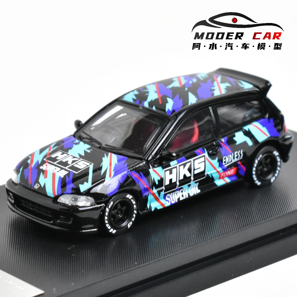 Swシビックダイキャストモデルカー、eg6 hks、1:64