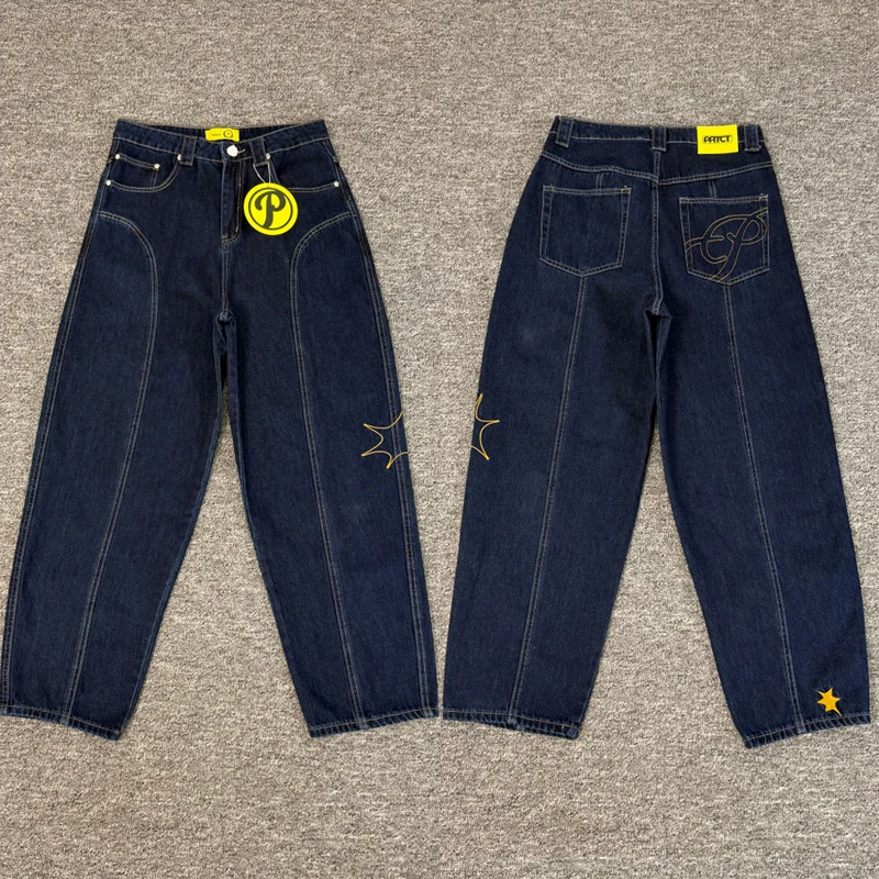 

Streetwear Trend Protect Jeans Unisex High Quality Casual Loose Embroidery Logo Denim Pants