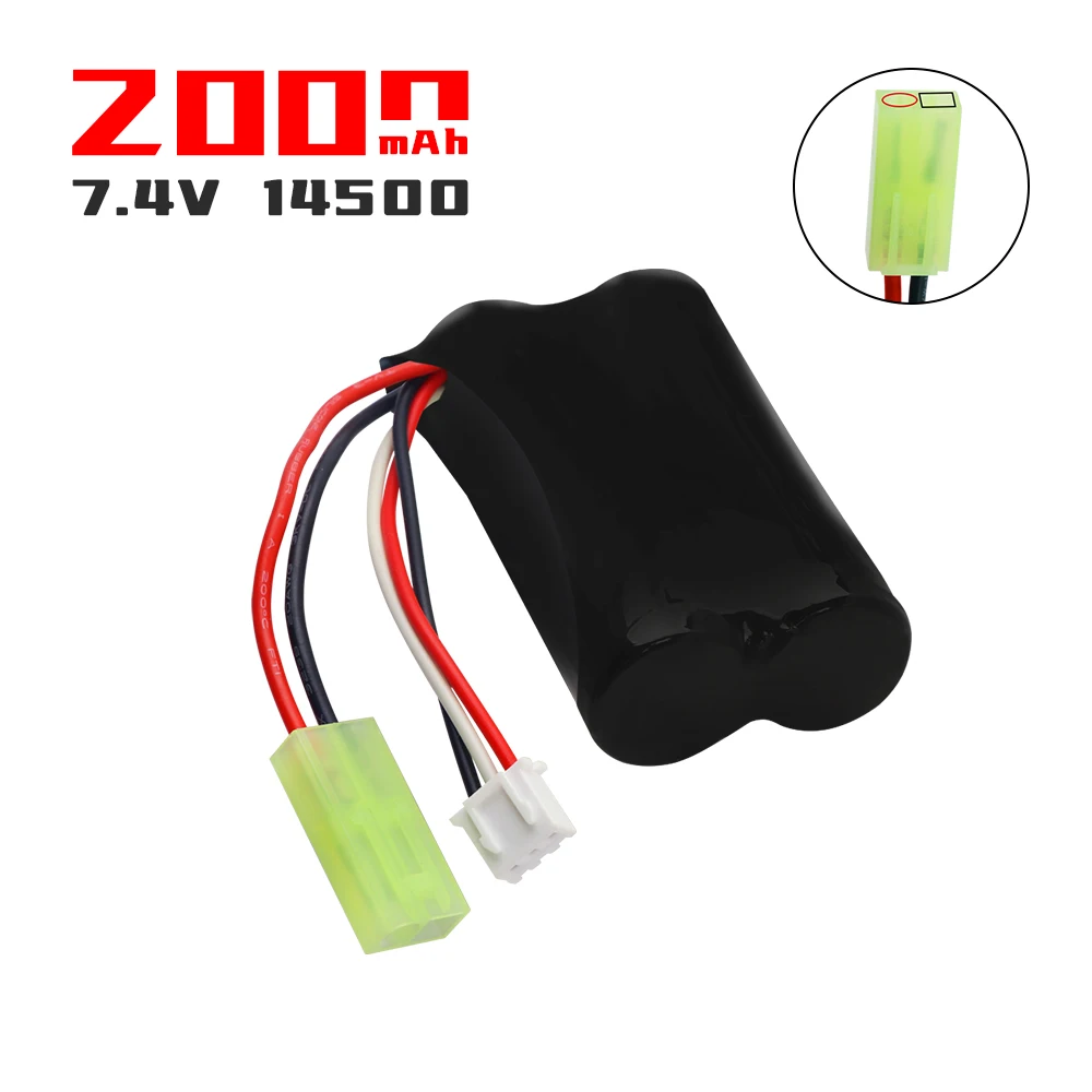 Li-ion Battery 7.4V 14500 2000mah with TIMA PLUG For Electric Toys Water Bullet Gun Spare Parts 7.4V For RC toys Cars
