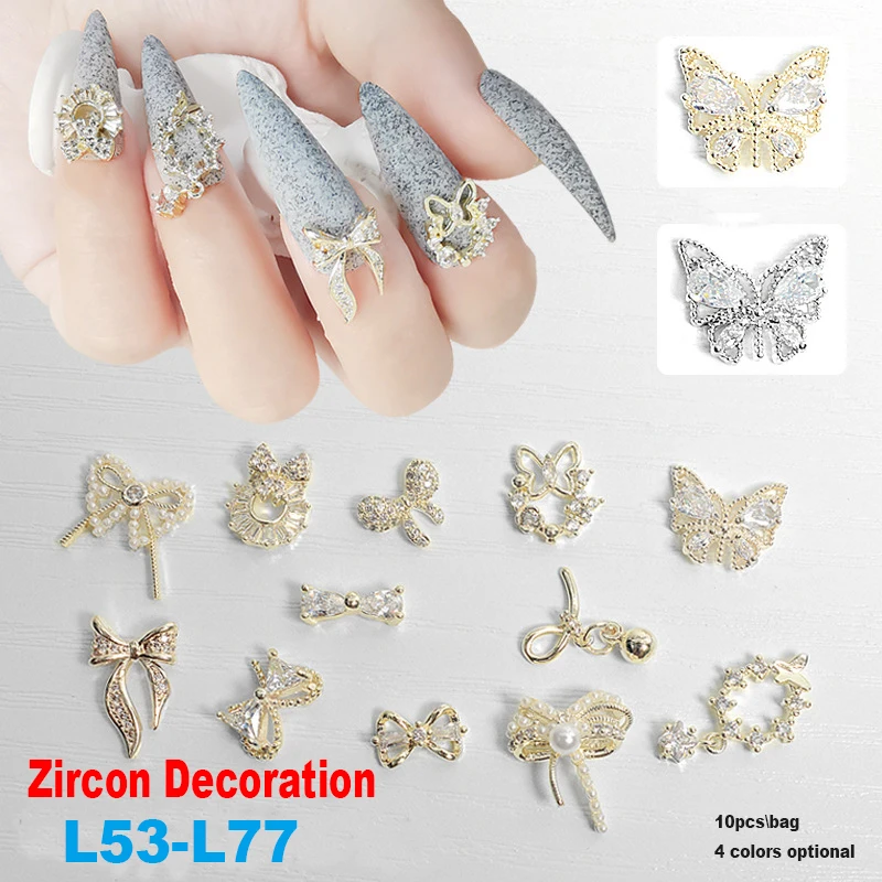 10pcs\bag designer nail charms metal luxury nail parts DIY brand nail arts jewelry wholesale L53-L77