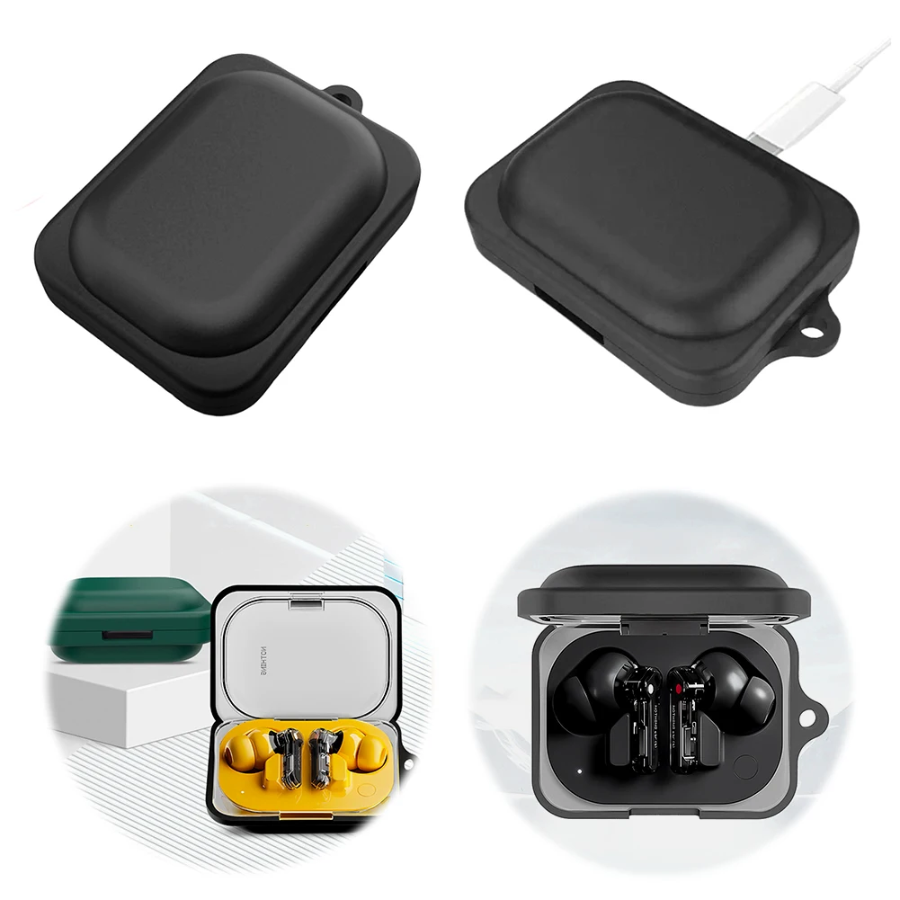 

Silicone Protective Case Shockproof Earphone Case Cover Protective Shell with Carabiner for Nothing Ear (a) Headphones