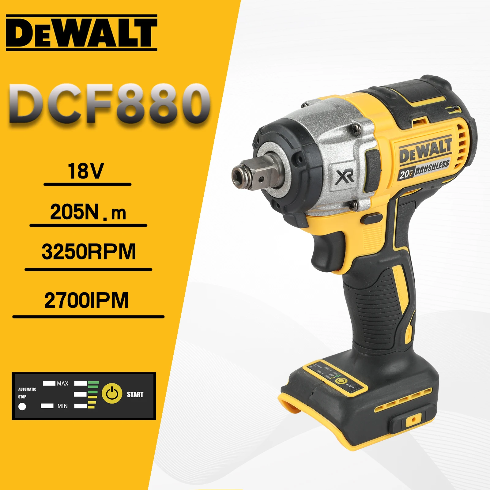

Бесщеточный ударный гайковерт DEWALT DCF880 — аккумуляторный электроинструмент с литиевой батареей 20 В, крутящий момент 203 Нм