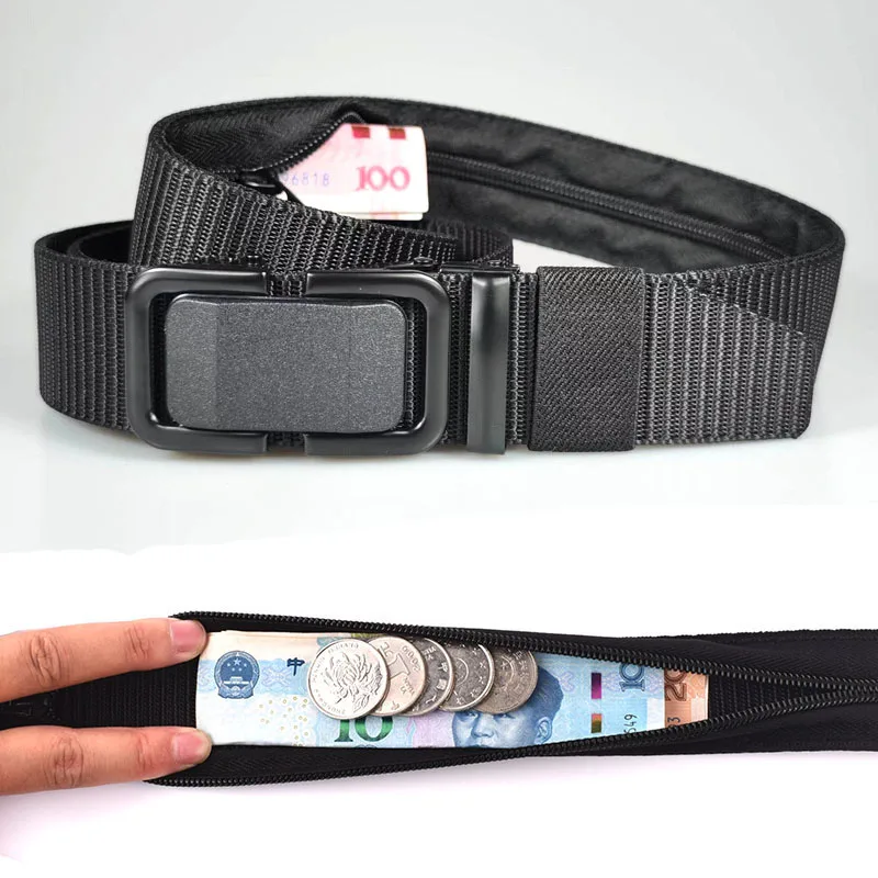 Travel Security Money Belt Cash Anti-Theft Waistband Canvas Zipper Hidden Purse Belt For Men Women Secret Pocket Waist Strap