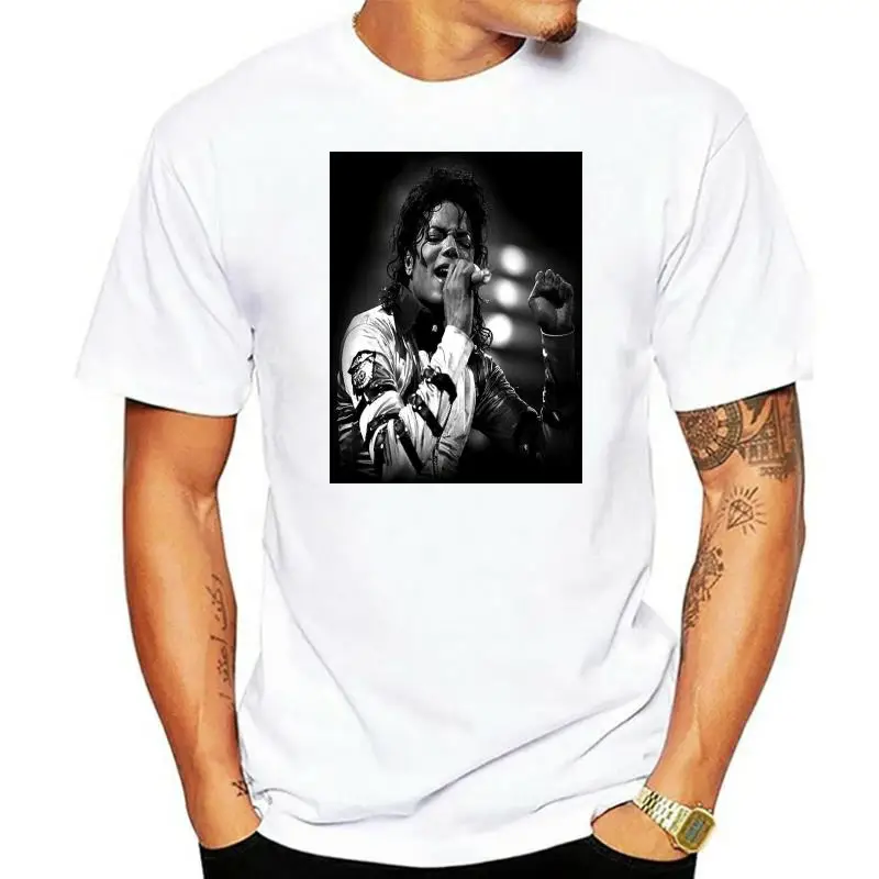 Men's T-shirt Michael Jackson NEW 100% Cotton  Blacks  Fruit of the Loom Cotton Casual Shirt White Top