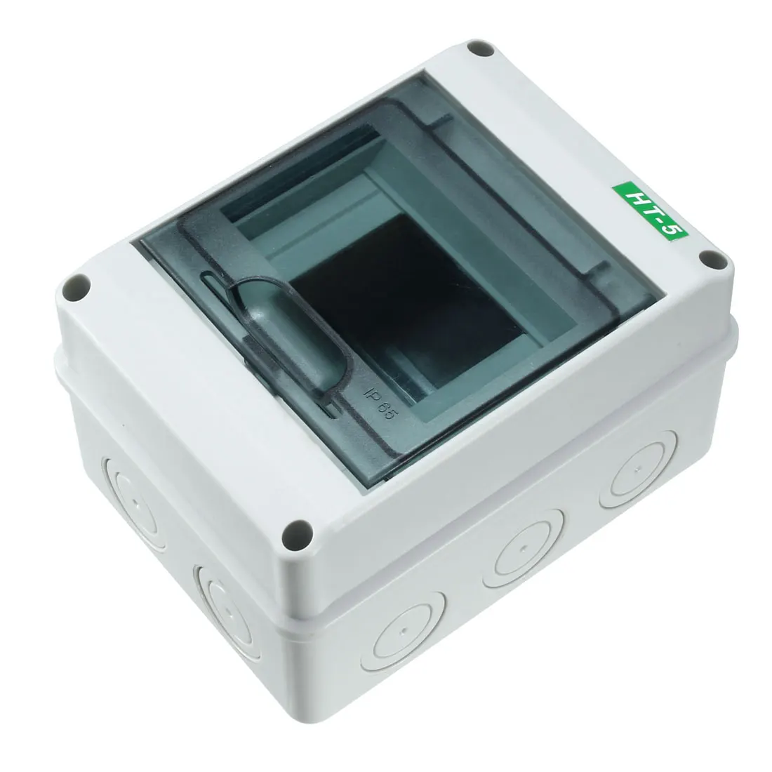 

HT-5 Junction Box IP65 ABS Transparent Cover Power Distribution Protection Box for Circuit Breaker Indoor on The Wall 5 Way