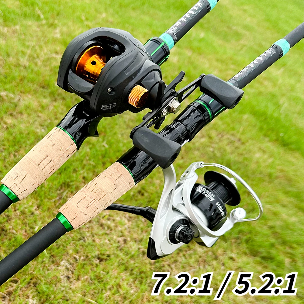 

Carbon Fishing Rod and Baitcasting / Spinning Reel Set 3000~4000 Portable Lure Rod Surfcasting Shore Pole 4-5 Sections 1.8m/2.1m