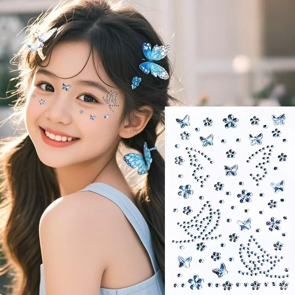

Fairy Performance Face Stickers Butterfly Narcissus Diamond for Childrens Day Festival Self Adhesive Decoration Craft