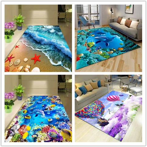 Fun Scene Modern 3D Style Washable Soft Carpet Decoration Living Room Foldable Lint-free Rug Big Size Non-slip Mat For Bedroom
