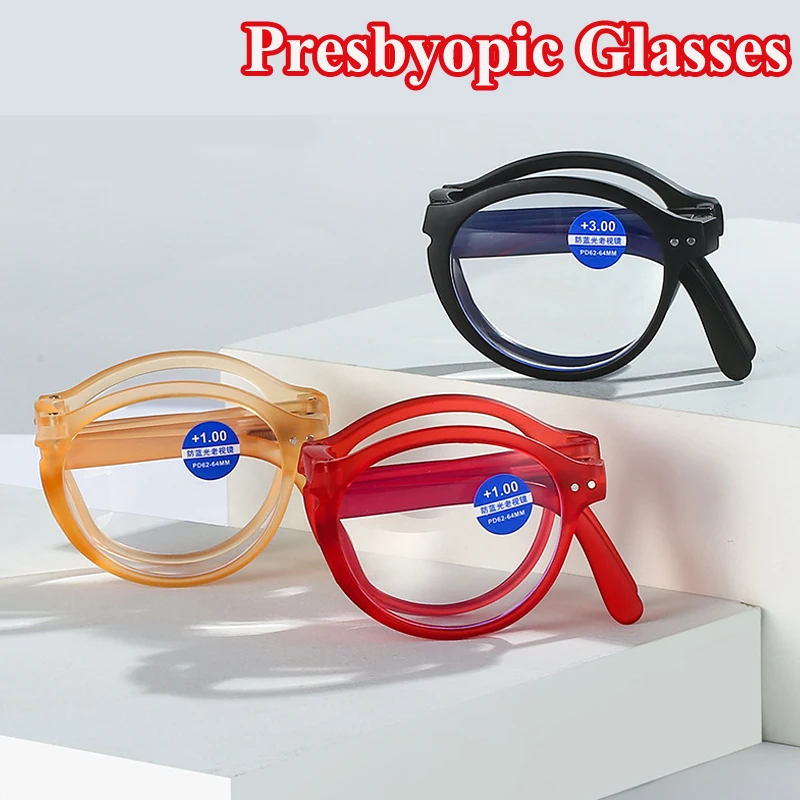 

Folding Reading Glasses with Box Fashion Design Men Women Computer Presbyopia Glasses Unisex Prescription Eyewear with Diopter