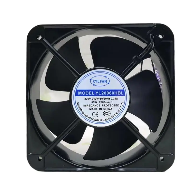 dl-yl20060hbl-ac-220v-55w-200x200x60mm-2-wire-cooling-fan