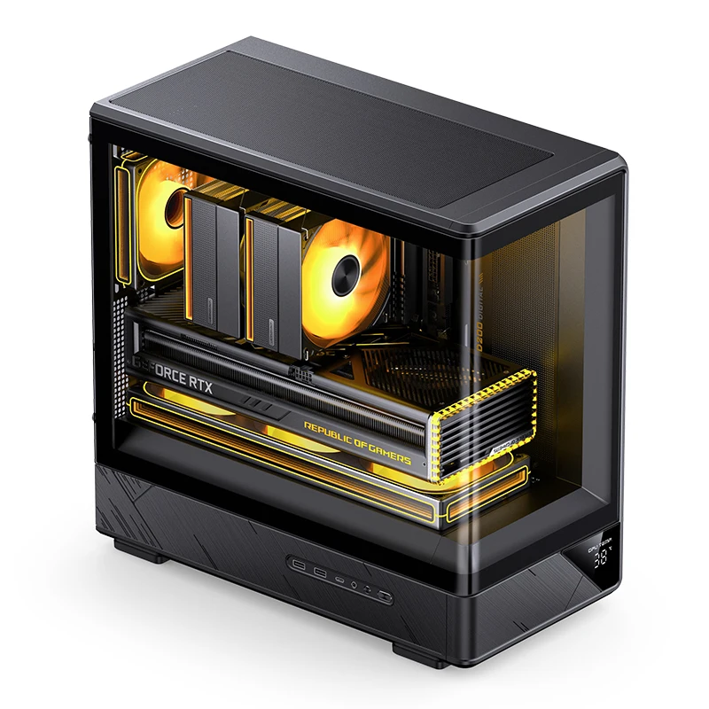 جونسبو D200 MATX حافظة سطح المكتب شاشة عرض رقمية زجاج منحني عرض البحر غرفة كمبيوتر ألعاب دعم 240 تبريد المياه #3