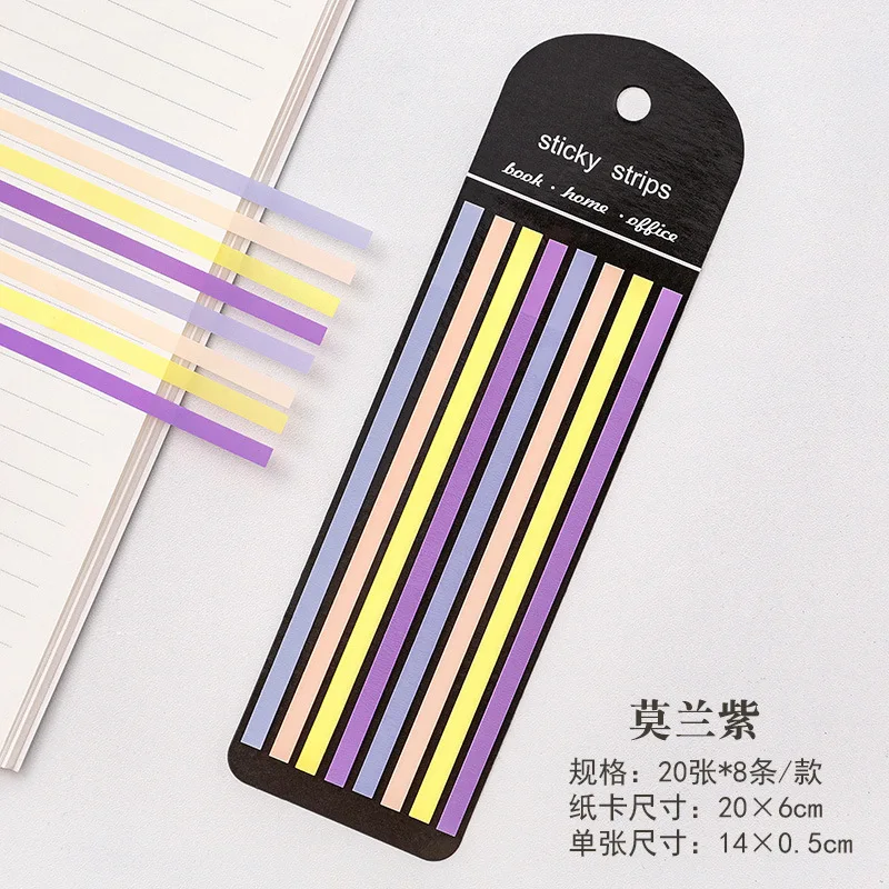 Long Strip Index Note Student Stationery Reading Mark Fluorescent Color Sticker Translucent Note Paper School Office Supplies