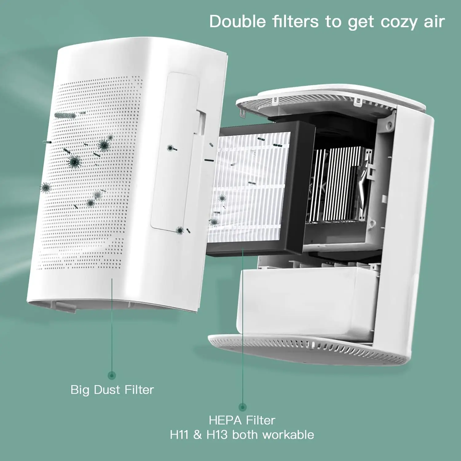 2026 New Dehumidifier Air Purifier Combo Filter and Negative Air Ion Function Water Tank with Drain Hose 24 hrs Auto-Off Timer