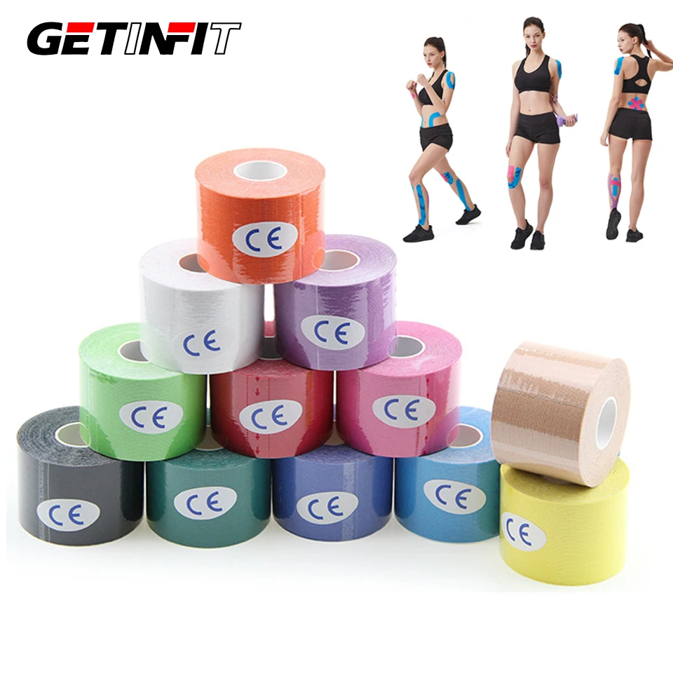 GETINFIT 1 Uds vendaje atlético Protector de recuperación muscular flejes alivio del dolor deportes impermeable cinta de kinesiología pegatinas gimnasio