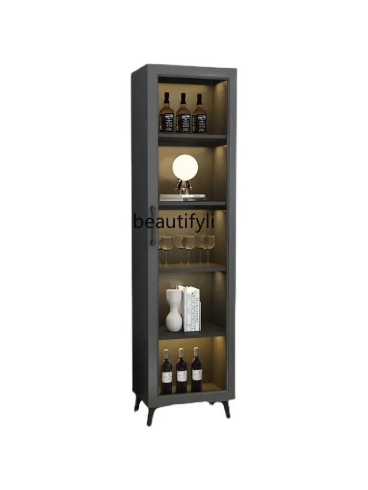 

yj Simple Storage Wine Cabinet Narrow Cabinet Gap Dining Side Glass Door Living Room Corner Storage Cabinet Kitchen Cupboard