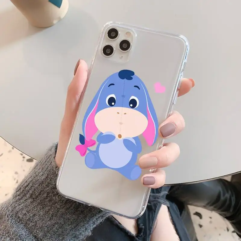 Disney Cute Cartoon Eeyore Phone Case For iPhone 13 14 Pro Max XS XR 12 11 Pro 13 Mini 6 7 8 Plus Soft Clear Back Cover