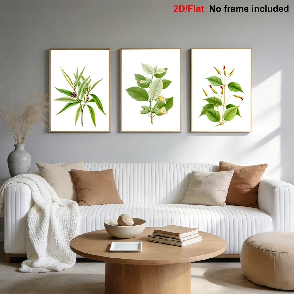 2D Flat, 3pcs, Home Decor Canvas Art, Frameless Canvas Prints, Suitable for Living Room, Bedroom, and Room Wall Decor, 3pcs W