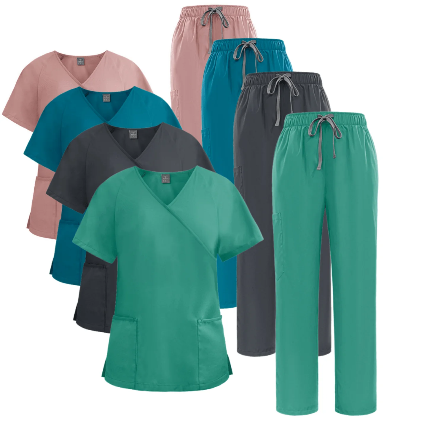 

2 Pieces Spa Beauty Work Clothes V-neck Short-sleeved Work Clothes Women's Lace-up Top Waist Set