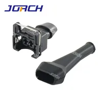 1 Juego de conector de inyector de combustible AMP Tyco de 2 pines, enchufe impermeable de potencia Junior (mini temporizador) con bota de goma para coches
