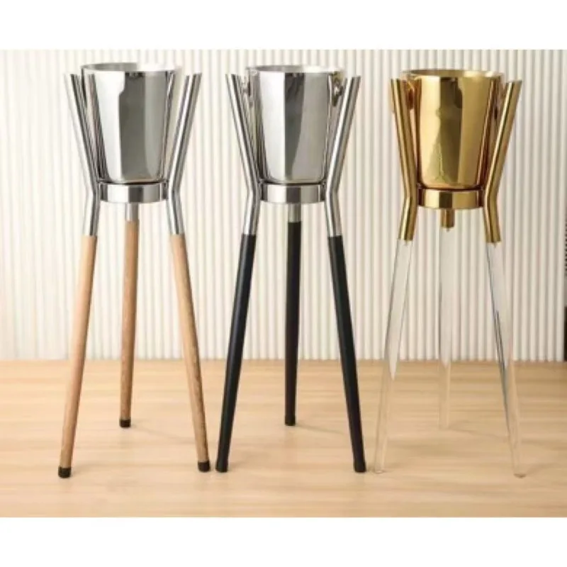 

Wooden/Plastic Champagne Ice Bucket Tripod Commercial Beverage Bathtub Wedding Party Supplies