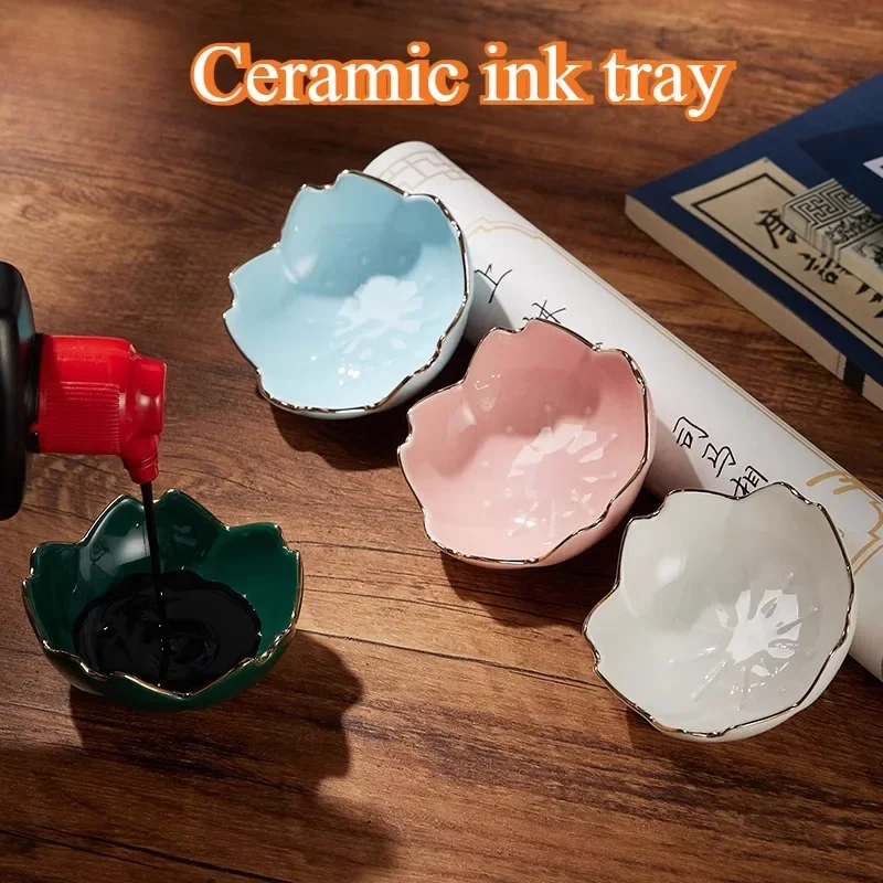 

Ceramic Multi-functional Color Palette Chinese Painting Ink Ceramic Pen Decoration Beginners Writing Brush Painting Creation