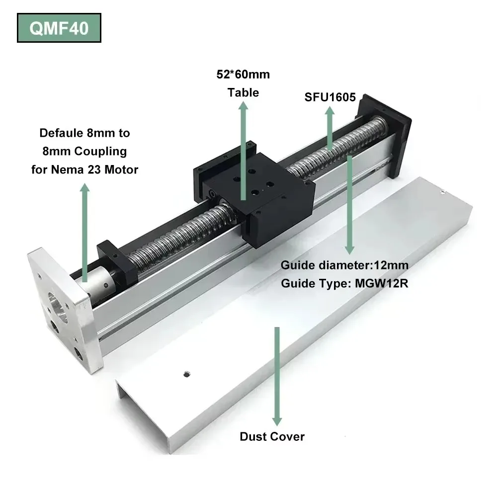 XYZ Axis Fully Enclosed Linear Rail Guide Stage Dust Cover Slide Table Linear Actuator  Ball screw Module Single axis robot