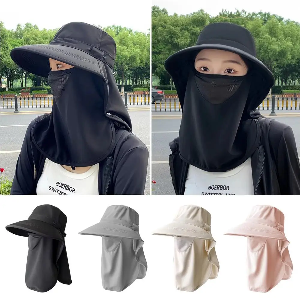 

1pcs Fisherman Hat With Leaking Ponytail UV Protection Bucket Hat Sunscreen Cap Women Summer Hat Outdoor Face Cover Caps