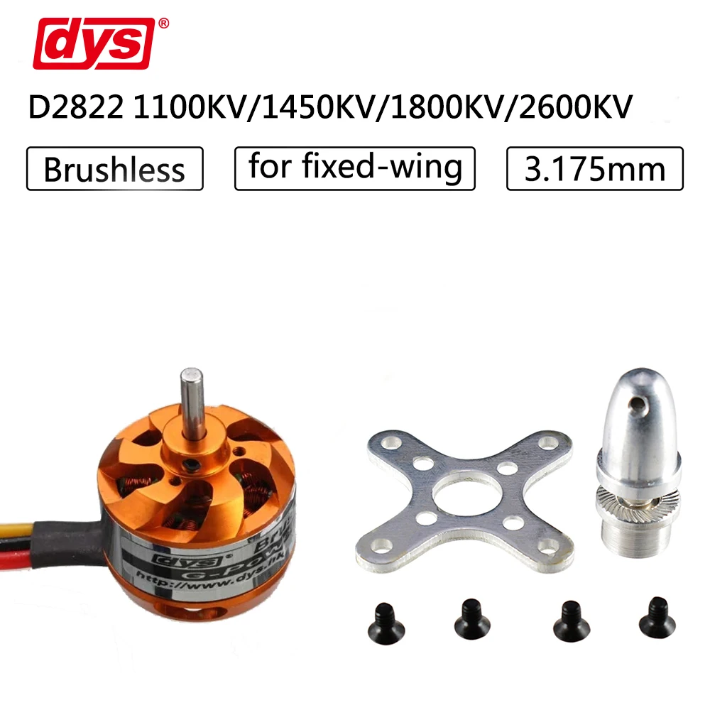 

Бесщеточный двигатель DYS D2822 1100KV 1450KV 1800KV 2600KV 2-3S для радиоуправляемого самолета многокоптера бесщеточный мотор с внешним ротором