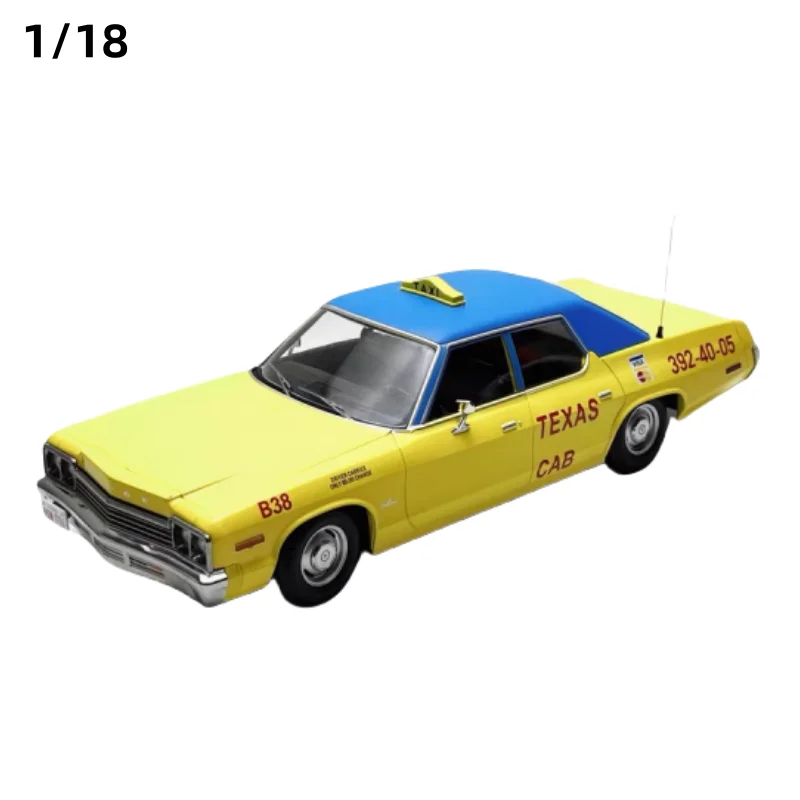 KK Scale 1/18 Dodge Monaco Texas Taxi 1974 Alloy model, children's collection of decorative toys, holiday gifts for children.