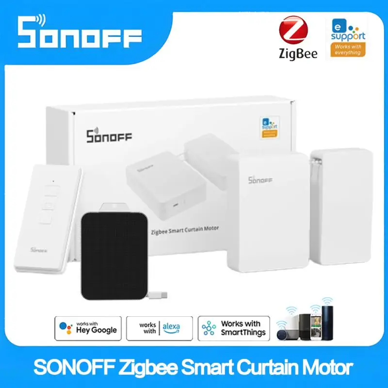 SONOFF ZBCurtain Zigbee Smart Curtain Motor Type C Electric Curtain Motors EWeLink App Remote Control Smart Home Solar Panel