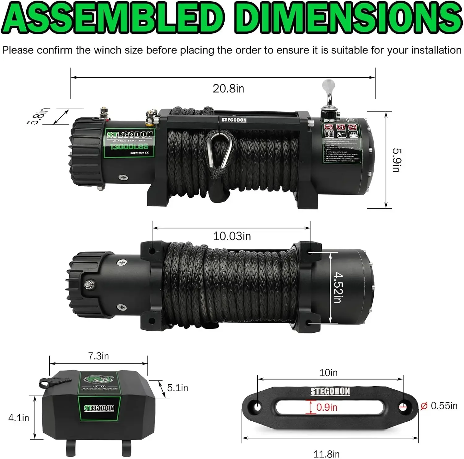 13000lb Electric Winch 12V Waterproof Electric Winch Synthetic Rope Winch with Wireless Handheld