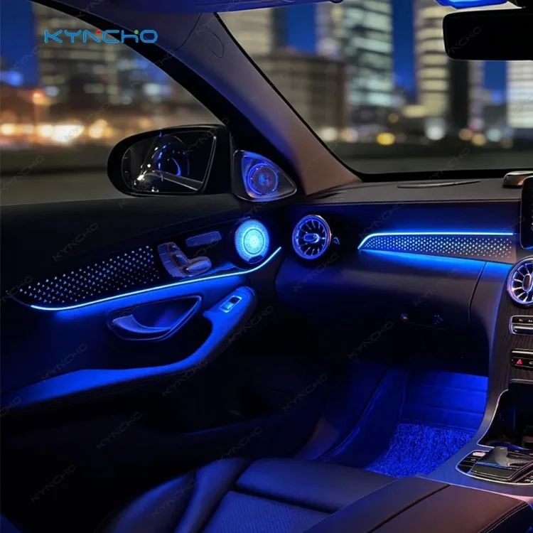 KYNCHO LED Car Ambient Light Kit for BENZ C CLASS W205 64 Colors RGB Bluetooth App Control Symphony Auto Interior Lighting