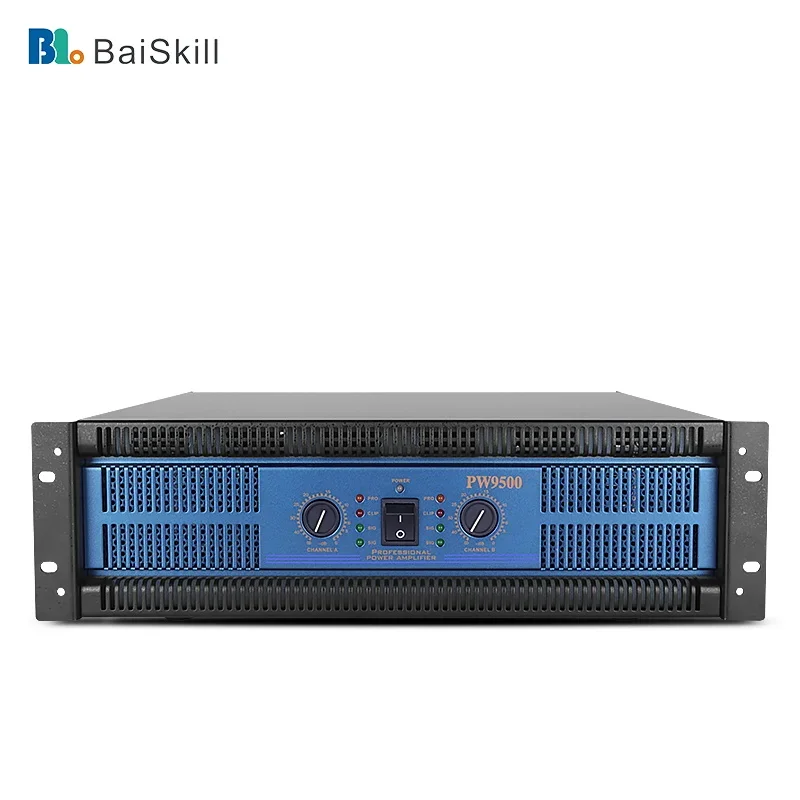 

Latest PW9500 BaiSKill High Power Output Efficient Heat Dissipation System Professional Amplifier For Singing
