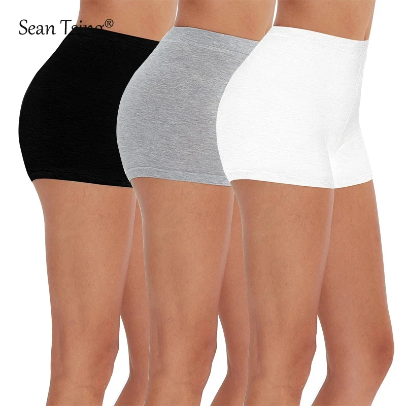 Sean Tsing® Soft Viscose Basic Shorts Woman Casual High Waist Slimming Fitness Thin Short Leggings Sportwear Active Wear