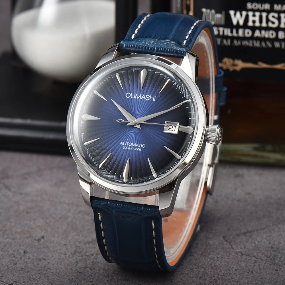 NH35 watch 40mm case 35mm Dial Hollow out cocktail style Stainless steel case and leather strap For NH35 Movement view 2