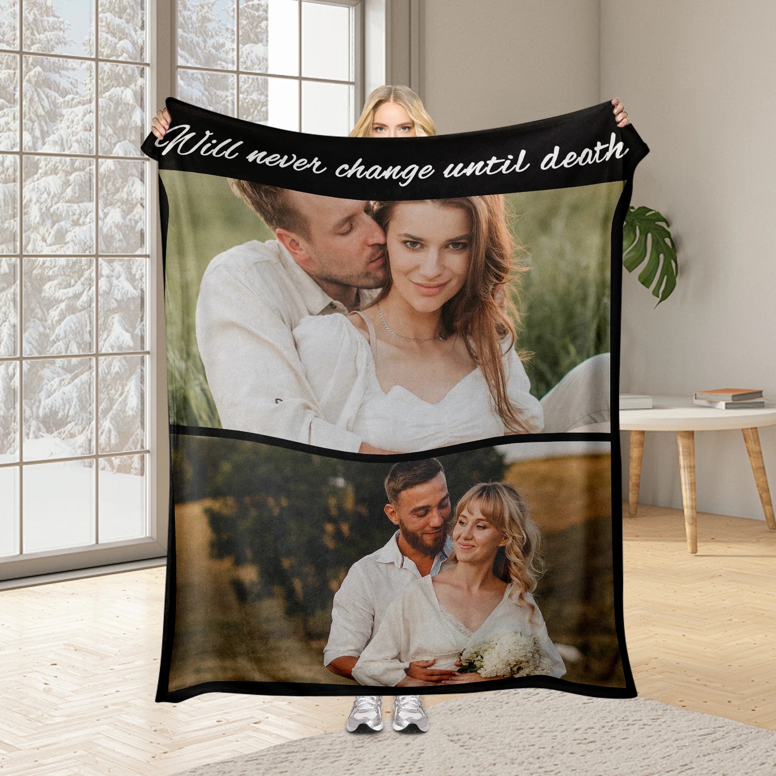 Custom Blanket with Photo Text Personalized Throw Blanket Customized Picture Blanket Valentines Day Gifts For Her