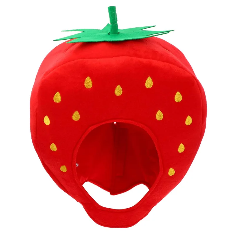 Unisex Frucht-Kopfbedeckung für Damen, Cosplay-Haube für Erwachsene, Erdbeerhut, Karnevalskostüm-Requisite – Detail 1