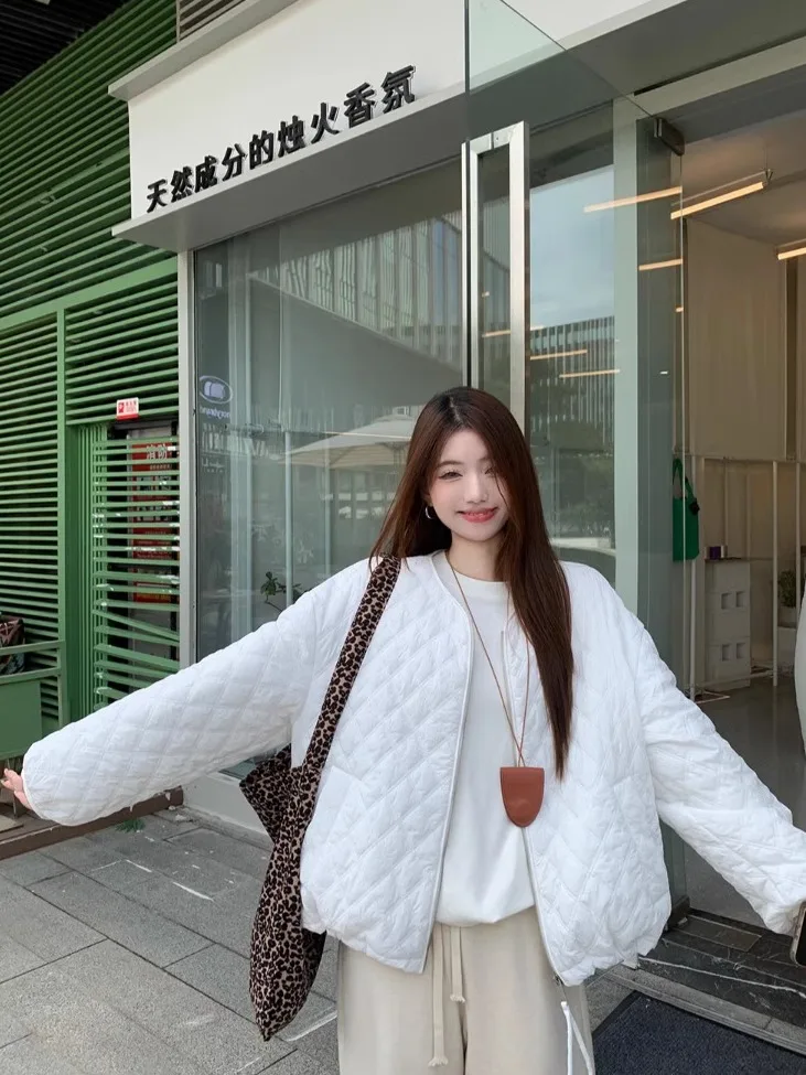 Vestes rembourrées à col rond pour femmes, manches longues, motif LozGrass, rose, basique, décontracté, mode coréenne, vêtements d'hiver, nouveau, 2024