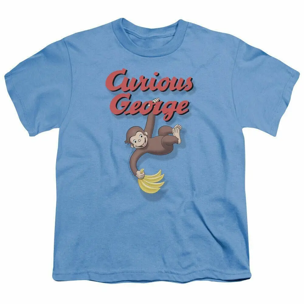 Curious George Hangin Out Kids Youth T Shirt Licensed Cartoon Tee Carolina Blue