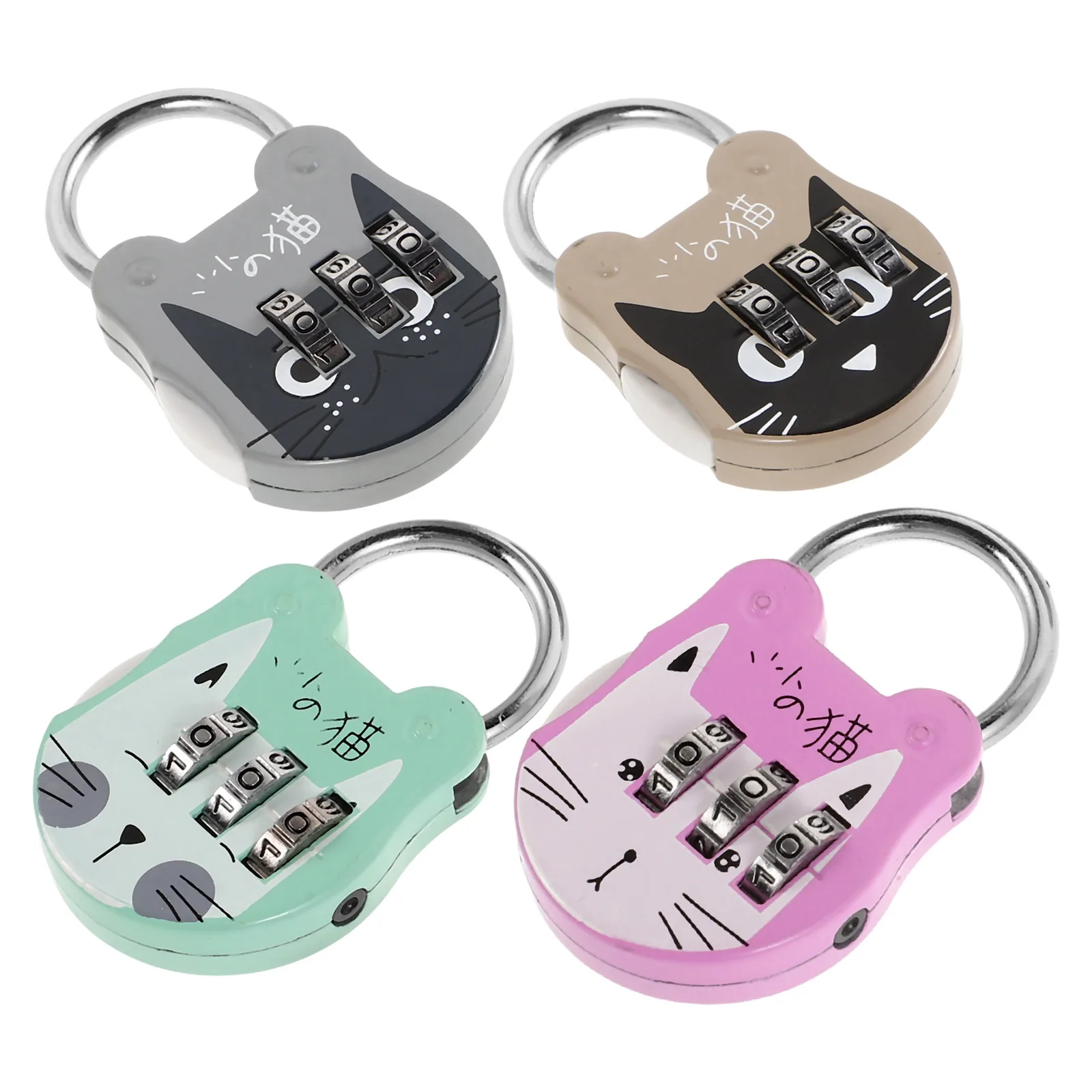 

4pcs Mini Digital Padlocks Cartoon Table Cabinet Locks Sturdy Metal Secure Combination Locks For Locker Storage