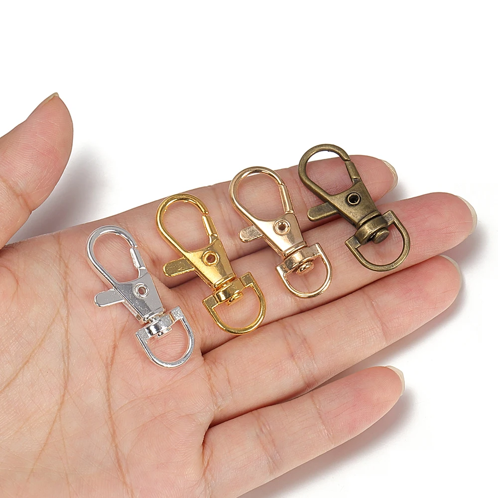 5/10pcs Swivel Connector Carabiner Gold Silver Plated Lobster Clasp Hooks Split Key Ring Handcrafts Clasp for DIY Jewelry Making