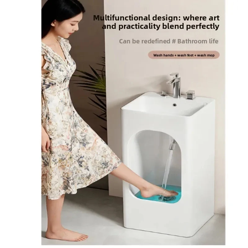 mop integrated column basin bathroom balcony floor standing washbasin new multifunctional foot washing pool