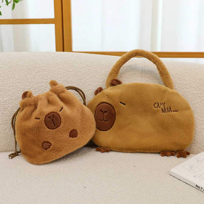 New Plush Backpack Capybara Handheld Bucket Bag Handbag Capybara Soft Doll School Bag Birthday Christmas Kids Gifts