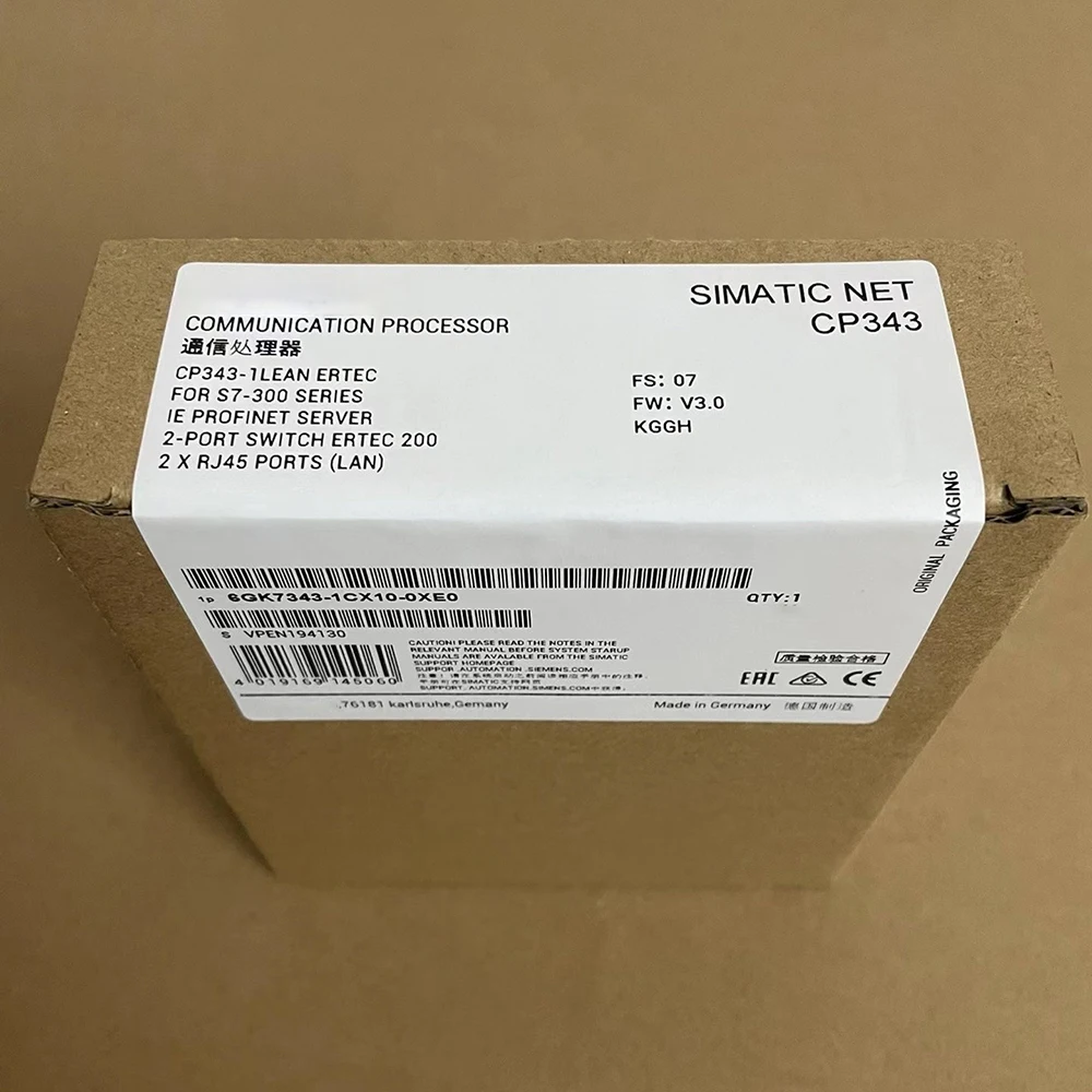 

6GK7343-1CX10-0XE0 For SIEMENS Communications Processor CP 343-1 Lean For Connection of SIMATIC S7-300 to Industrial Ethernet