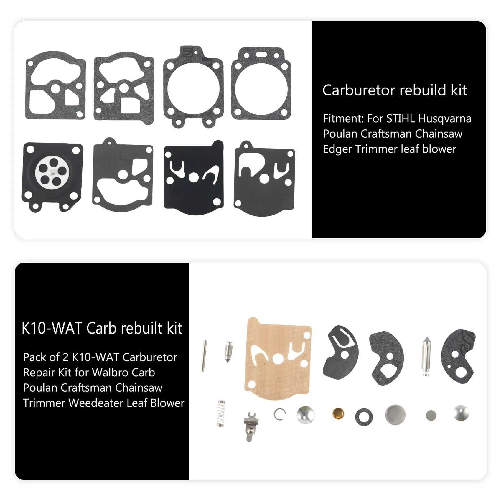 حزمة من 2 K10-WAT طقم تصليح المكربن ل Walbro Carb Poulan Craftsman بالمنشار المتقلب Weedeater منفاخ أوراق الشجر